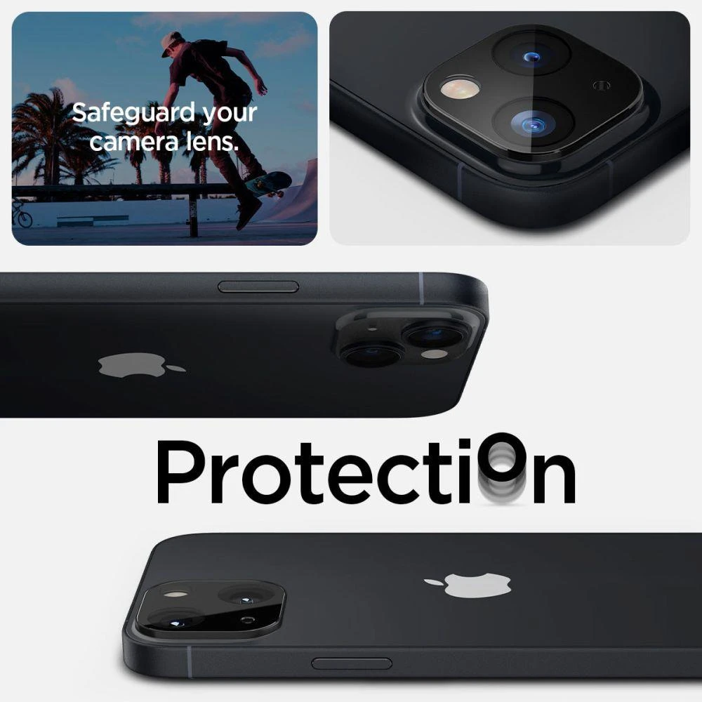 Spigen Glass Optik 2 vnt., juodos spalvos - iPhone 14/iPhone 14 Plus