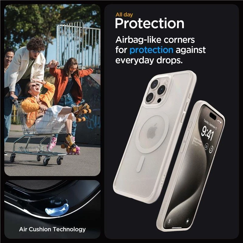 Spigen Ultra Hybrid (MagFit) dėklas skirtas Apple iPhone 15 Pro, spalva - Frost Natural Titanium