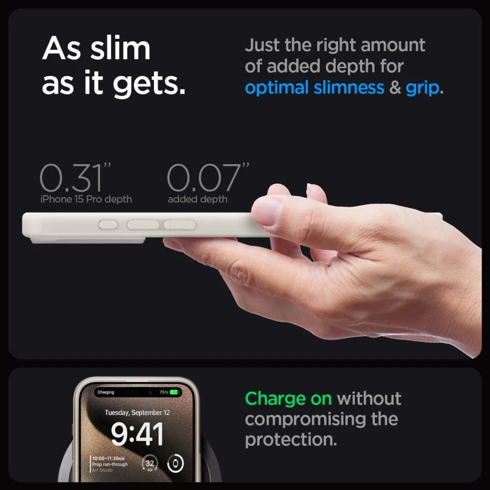 Spigen Ultra Hybrid (MagFit) dėklas skirtas Apple iPhone 15 Pro, spalva - Frost Natural Titanium