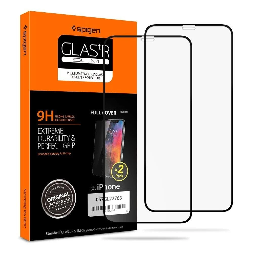 Spigen Glass FC 2 Pack, juodos spalvos – Apple iPhone 11 Pro/XS/X