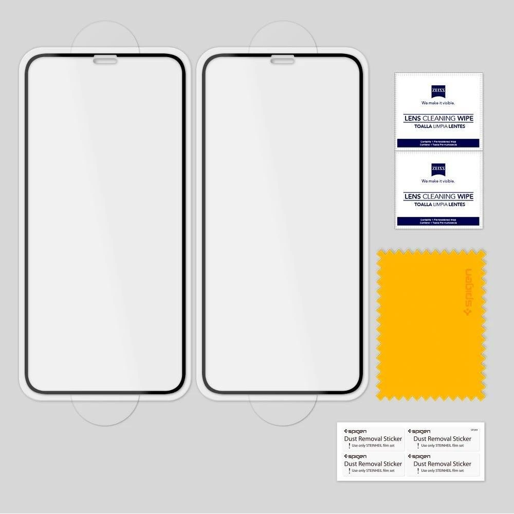 Spigen Glass FC 2 Pack, juodos spalvos – Apple iPhone 11 Pro/XS/X