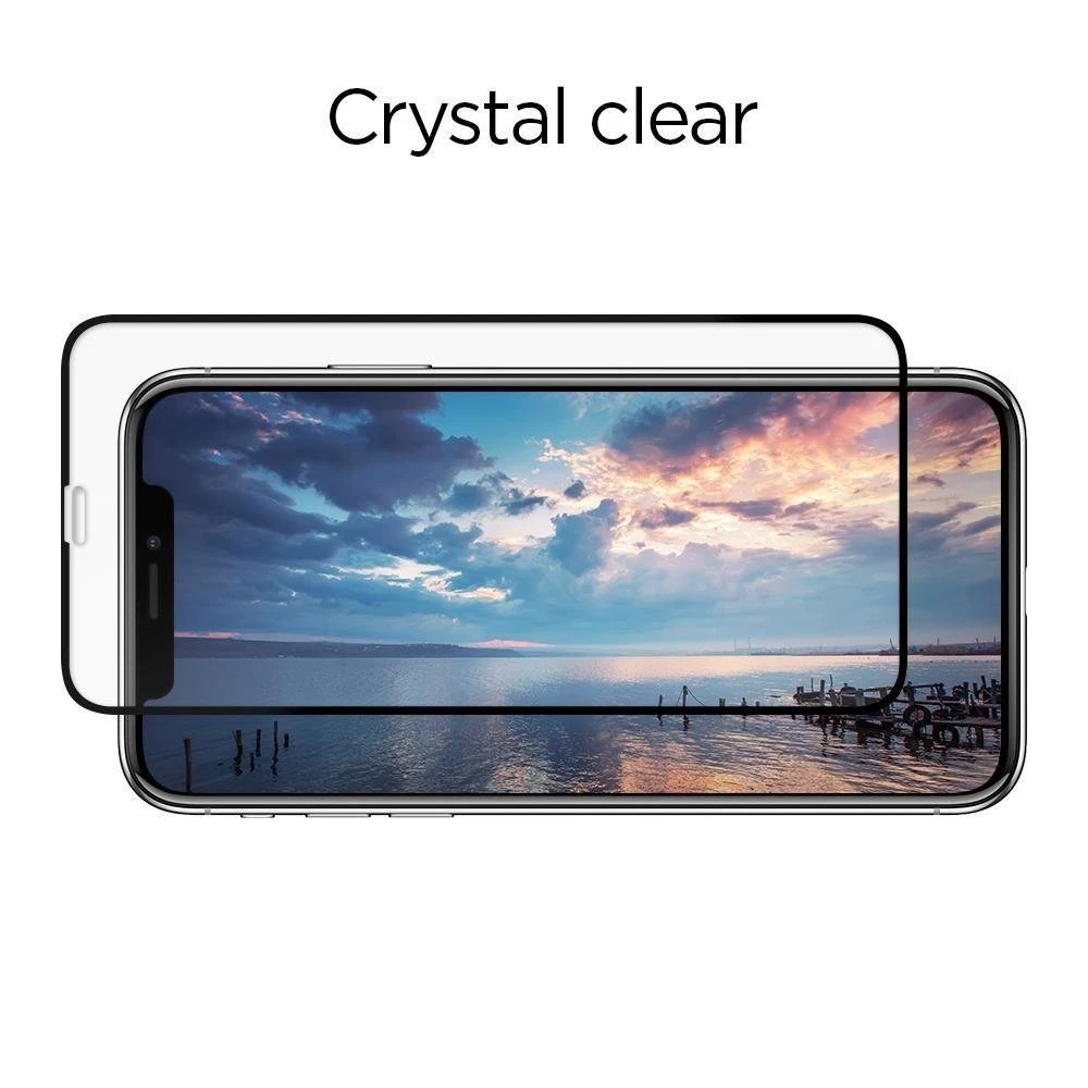 Spigen Glass FC 2 Pack, juodos spalvos – Apple iPhone 11 Pro/XS/X