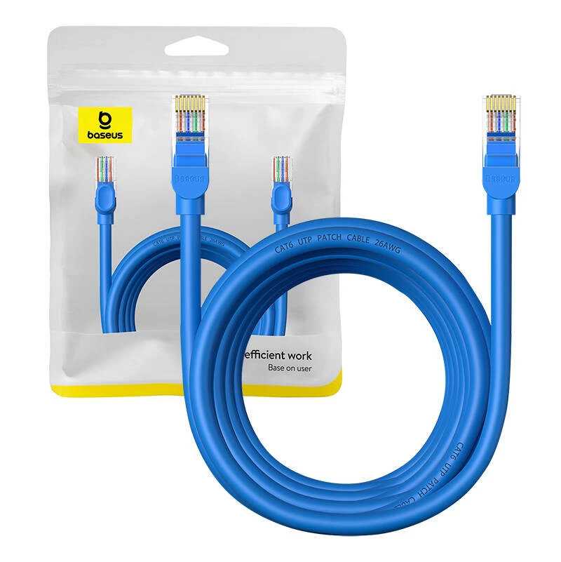 Apvalus kabelis Baseus Ethernet RJ45, Cat.6, 5m (mėlynas)
