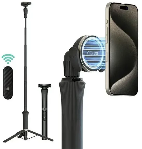 Araree Selfie Stick Bluetooth Magfie PodPro juoda/juodas MagSafe Tripod AR60-01909A