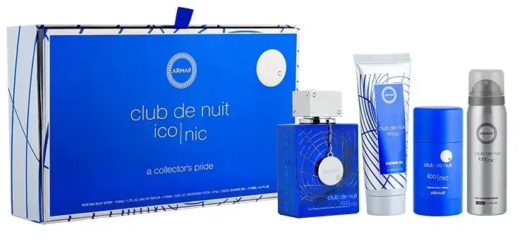 "Armaf Club De Nuit Mėlyna Iconic" - EDP 105 ml + kietasis dezodorantas 75 g + purškiamasis dezodorantas 50 ml + dušo želė 100 ml