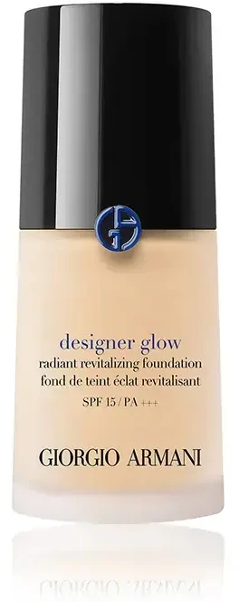 „Giorgio Armani“ skaistinamasis skystas makiažo pagrindas SPF 15 „Designer Glow“ (spindintis atgaivinantis makiažo pagrindas), 30 ml, 1,5