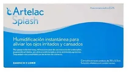 Artelac Splash Colirio Ojos Secos 0,5ml 30 monodozių