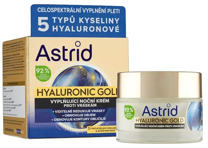 Astrid Pilninamasis naktinis kremas nuo raukšlių su aukso baltymais Hyaluronic Gold (Kreminis) 50 ml