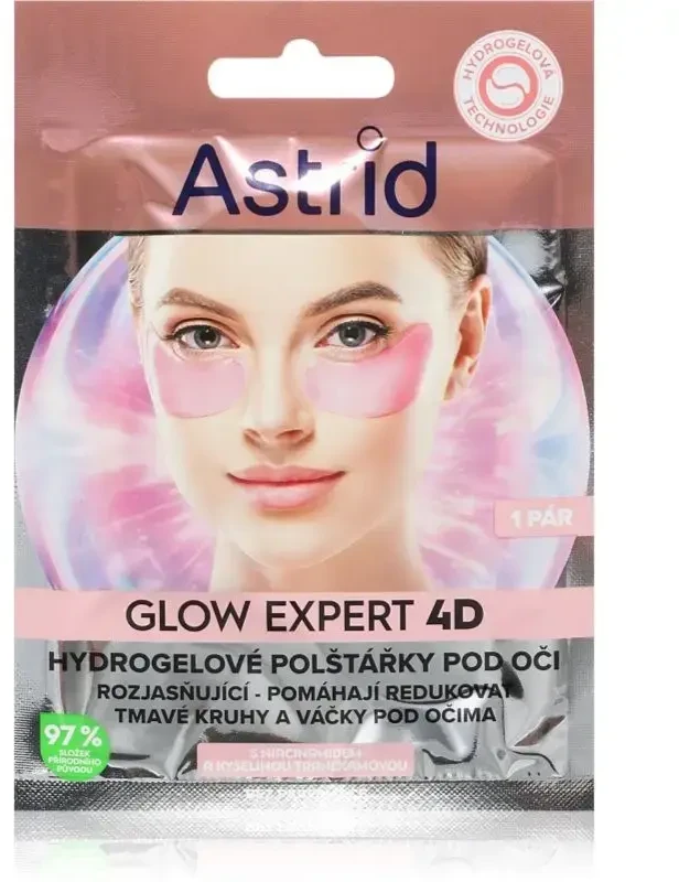 Astrid „Glow Expert 4D“ skaistinantys hidrogelio paakių padai su niacinamidu