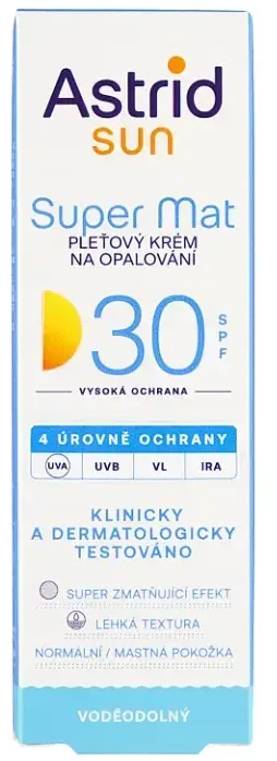 Astrid Apsauginis kremas nuo saulės SPF 30 Super Mat 50 ml