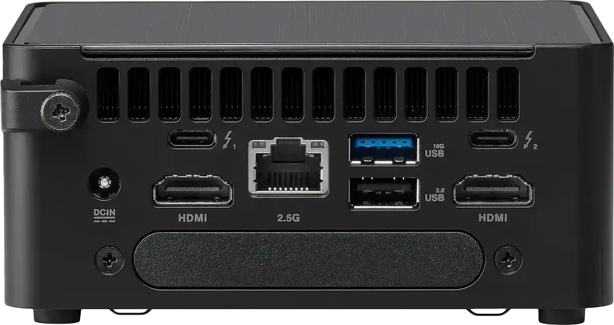 ASUS NUC 14pro / RNUC14RVHU700002I / Intel Ultra 7 155H / Intel Arc grafika / 4xUSB / M.2 22x80 NVMe; 22x42 NVMe / 2,5 colio SATA lizdas / 2,5 Gb LAN / 2xHDMI / 2x Thunderbolt 4 (USB-C+DP) / nėra atminties / nėra RAM / AX211.D2WG.NV / nėra OS / ES laidas / aukštas rinkinys (L6) / EAN: 4711387491904