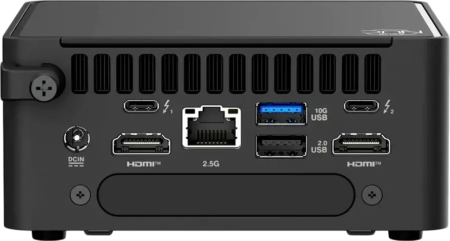 ASUS NUC 15 PRO / RNUC15CRHU700002 / Ultra 7 255H 28W / Intel Arc grafika / be RAM / be saugyklos / Intel Wi-Fi 7 BE201 / USB Total - 7 / 4 USB Type-A / 3 USB Type-C (1x USB3.2 + 2x TB4) / 2x HDMI 2.1 / Palaiko ekranus - 4x 4K / be OS / ES laidas / rinkinys (L6) / aukštas / EAN: 4711387950005