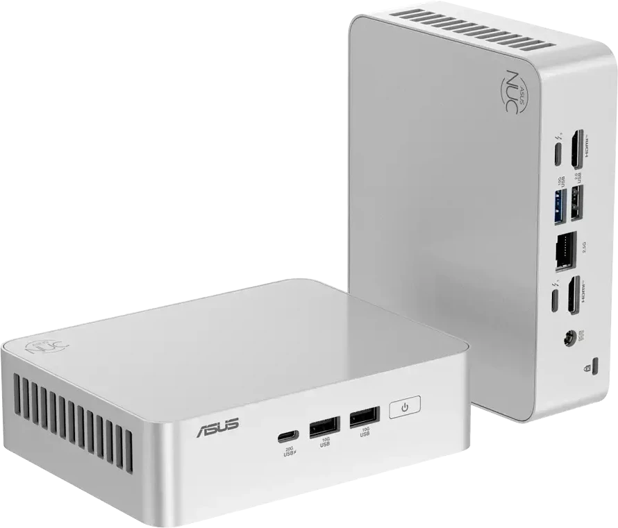 ASUS NUC 15pro+ / RNUC15CRSU500002 / Intel Ultra 5 225H / Intel Arc grafika / nėra atminties / nėra RAM / Intel Wi-Fi 7 BE201 / nėra OS / ES laidas / rinkinys (L6) / EAN: 4711387950234