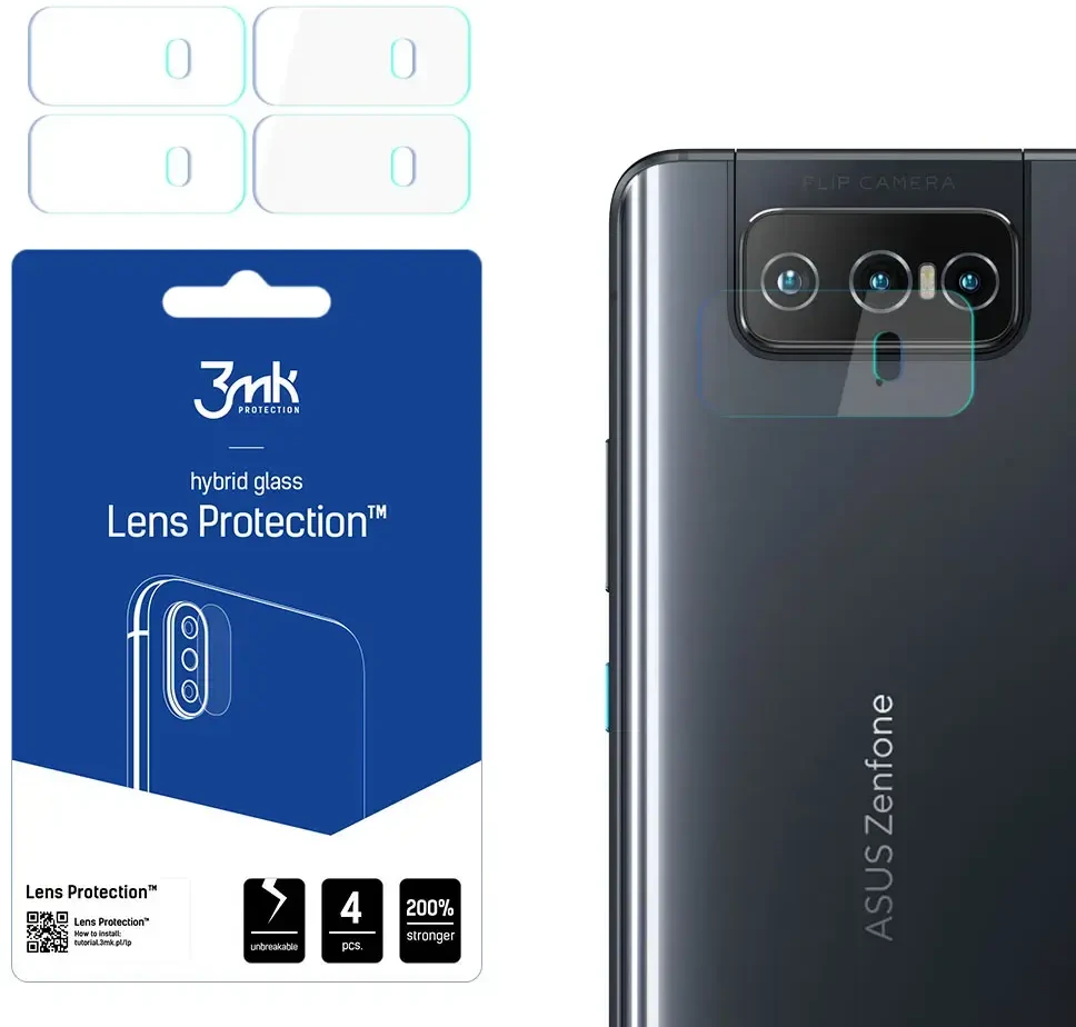 HYBRID GLASS 3MK FLEXIBLE GLASS LENS ASUS ZENFON 8 FLIP 5G CAMERA 4 PCS.