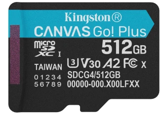 „Kingston Technology“ 512 GB „Micro SDXC Canvas Go Plus Gen4 200R A2 U3“ atminties kortelė be ADP