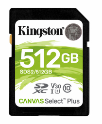 Atminties kortelė KINGSTON 512GB SDXC Canvas Select Plus 100R C10 UHS-I U3 V30