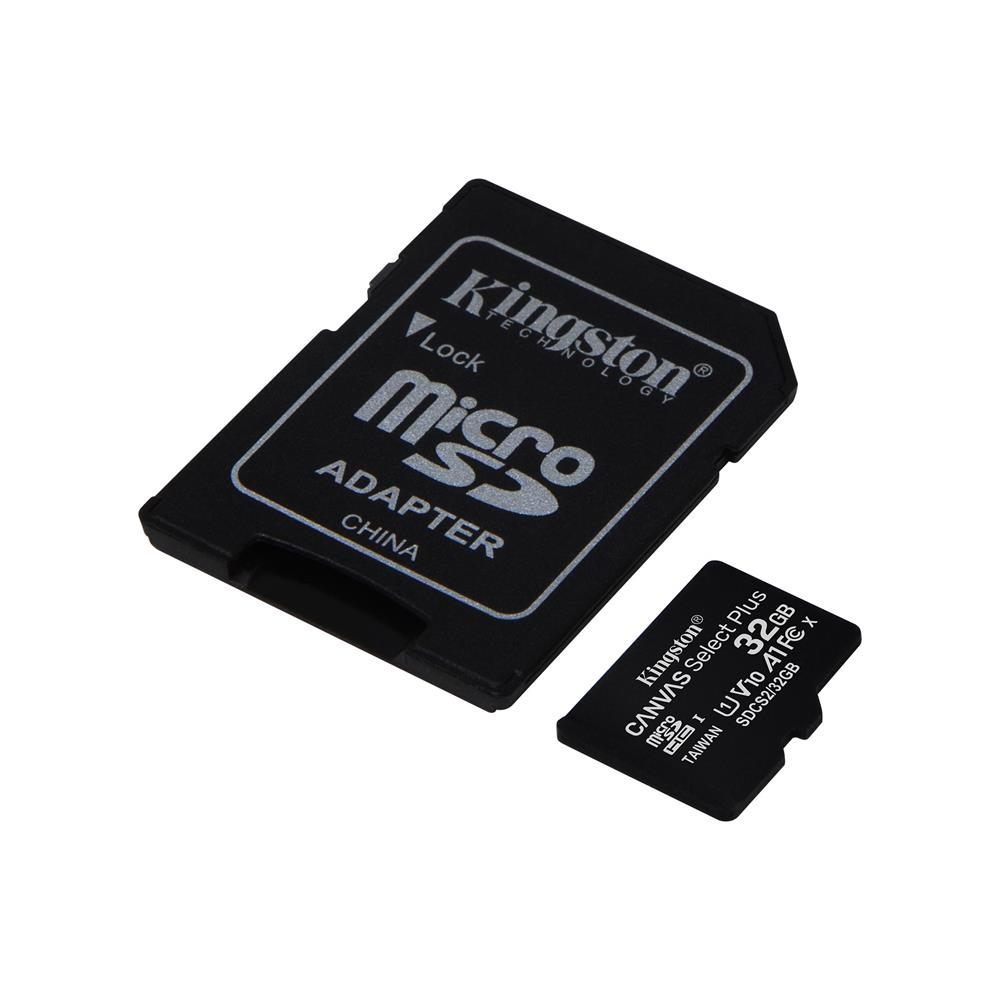 Atminties kortelė Kingston Canvas Select Plus UHS-I 32 GB Micro SDHC Flash atminties klasė 10 SD Adapteris