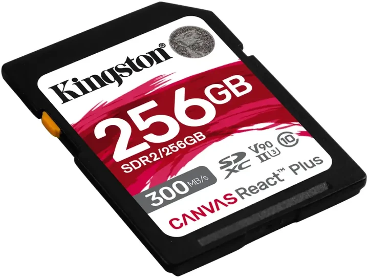 Atminties kortelė Kingston Technologija 256GB Canvas React Plus SDXC UHS-II 300R/260W U3 V90, skirta Full HD/4K/8K