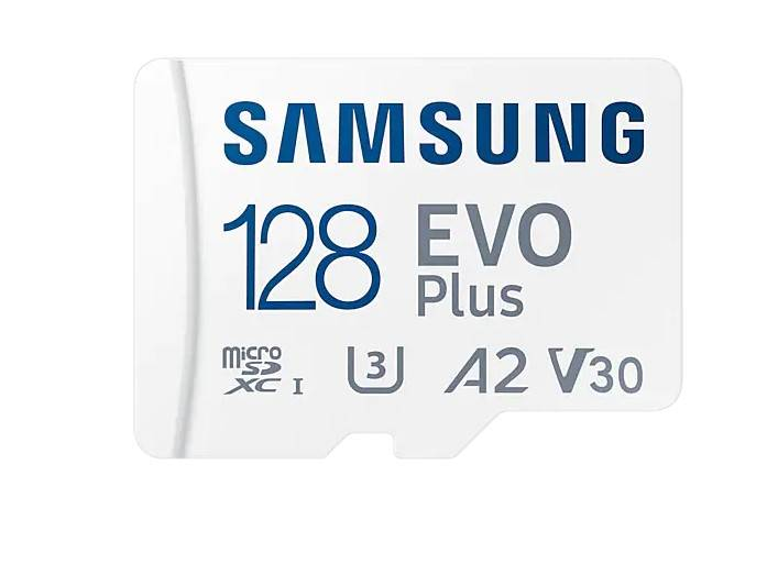 Atminties kortelė Samsung EVO Plus microSD 128 GB, Baltos spalvos