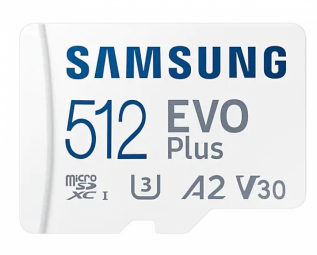 Atminties kortelė Samsung Micro SD Card EVO PLUS 512 GB Micro SDXC Flash atminties klasė 10 SD adapter/Baltos spalvos
