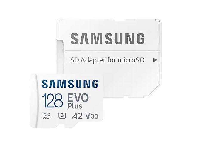 Atminties kortelė Samsung EVO Plus microSD 128 GB, Baltos spalvos