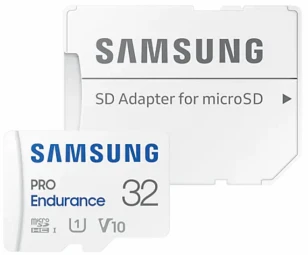 Atminties kortelė SAMSUNG PRO Endurance Micro SD Class10 32GB su R100/W30 adapteriu, veikimo laikas 17520 valandų