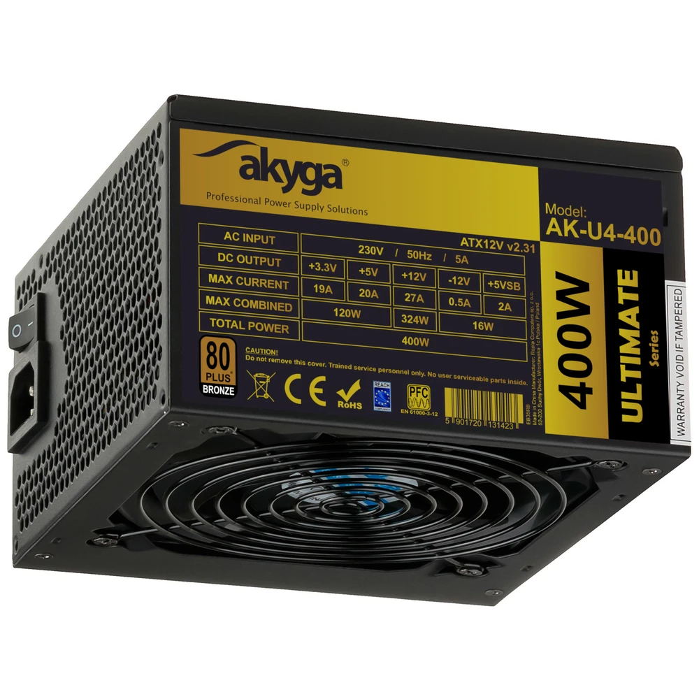 Akyga Ultimate ATX maitinimo šaltinis 400W AK-U4-400 80+Bronze Fan12cm P8 4xSATA PCI-E