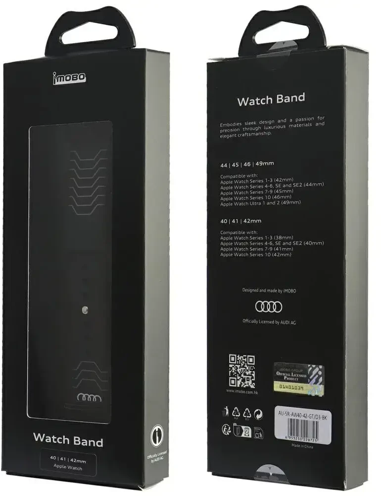 Audi Geometrinio rašto išmanaus laikrodžio dirželis, skirtas Apple Watch (40/41/42 mm) | Silikonas | juodas