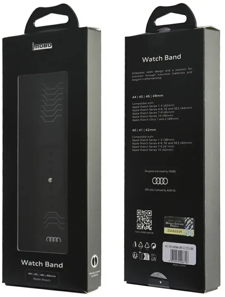 Audi Geometrinio rašto išmaniojo laikrodžio dirželis Apple Watch (44/45/46/49 mm) | Silikonas | juodas