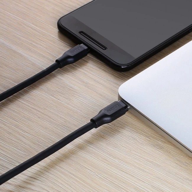 Aukey CB-CC1P OEM kabelis USB-C - USB-C 1m 60W PD 3A 5Gbps 20V PVC juodas