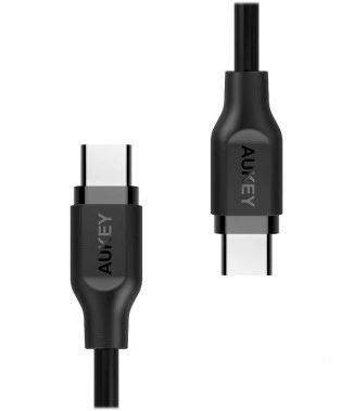 Aukey CB-CC1P OEM kabelis USB-C - USB-C 1m 60W PD 3A 5Gbps 20V PVC juodas