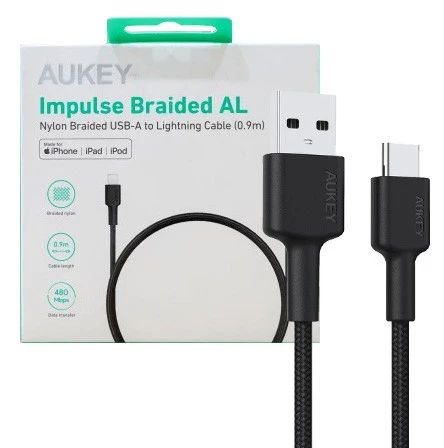 USB Kabelis - AUKEY CB-CD30 0.9m USB A į USB C Greito Įkrovimo Juodas