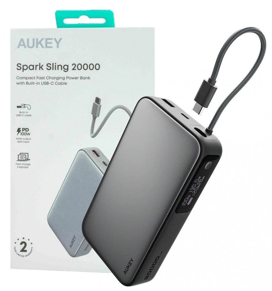 Aukey Pb-y48 nešiojamas įkroviklis 20000 mAh 130 W 4xUSB LED PPS kabelis USB-C