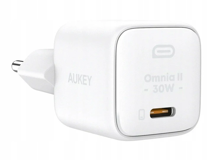 Aukey GaN, USB-C, PD 30W, balta