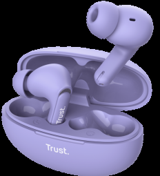 Trust Yavi - Belaidės ausinės į ausis įkišamos Bluetooth TWS su etui ładującym & ENC (Violetinis)