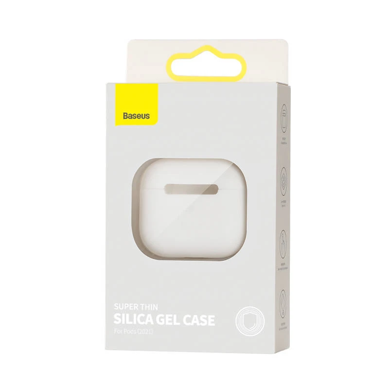 Ausinės Baseus itin plonas silikagelio dėklas, skirtas Apple AirPods 3 – baltas
