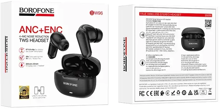 Borofone TWS Bluetooth Earphones BW96 Mellow juodas