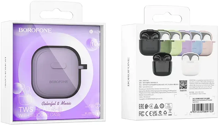 Borofone ausinės Bluetooth TWS BW29 Charm violetinės spalvos