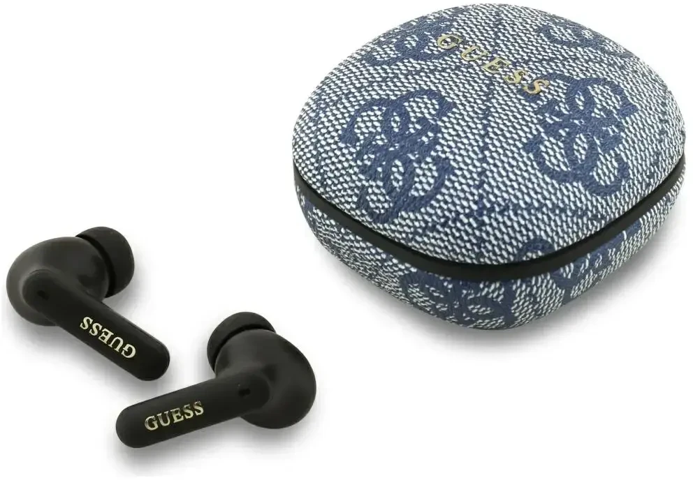 Guess PU 4G Metal Logo ENC TWS belaidės ausinės mėlynos spalvos