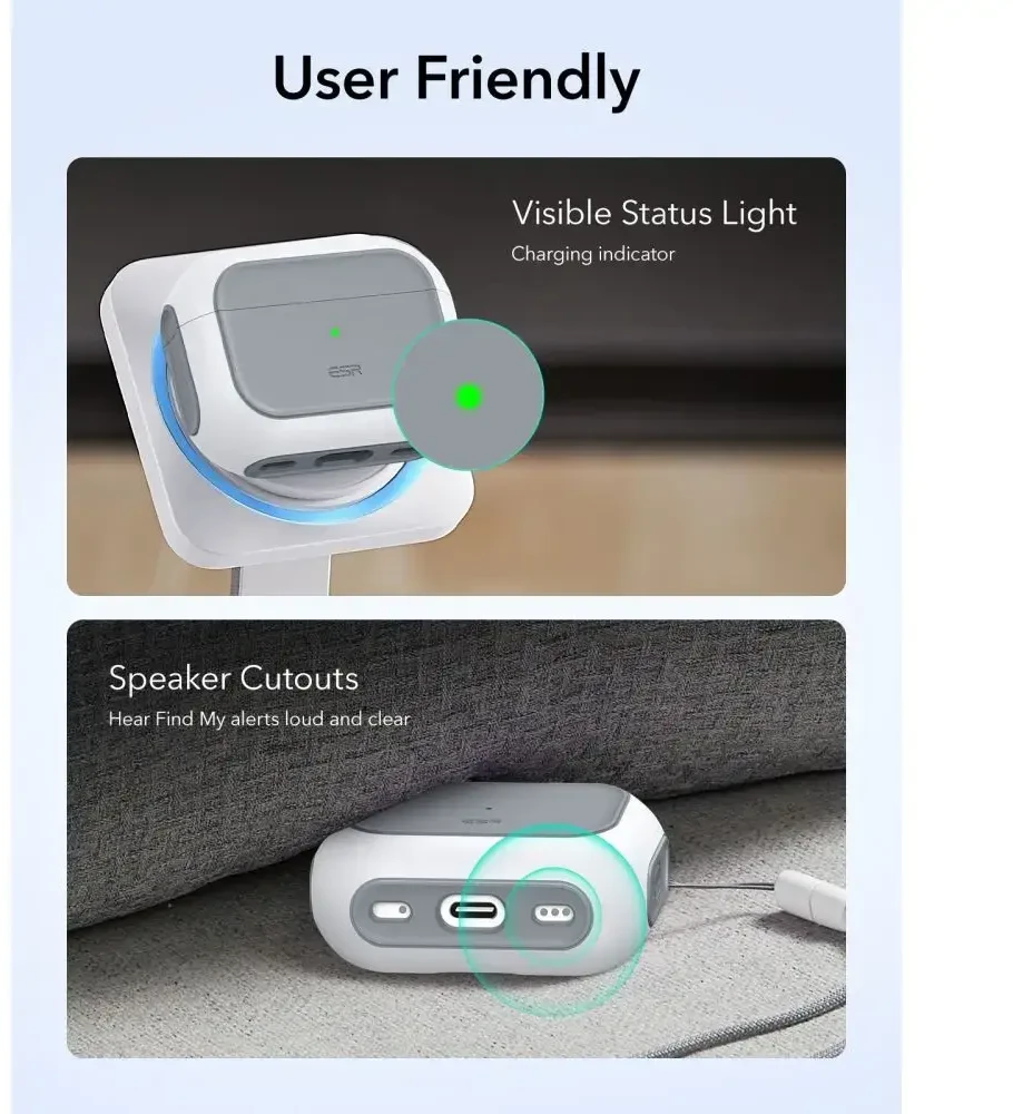 ESR Orbit HaloLock MagSafe dėklas, skirtas AirPods Pro 3 - baltas