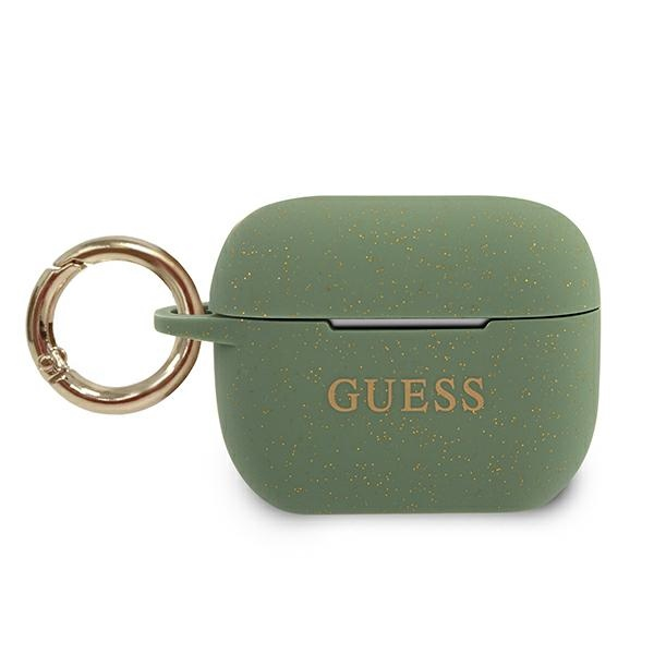 Guess Apsauginis dėklas GUACAPSILGLKA silikoninis Glitter, skirtas AirPods Pro žalias