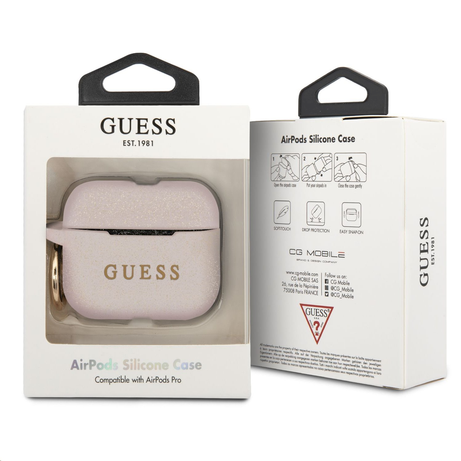 Guess Guacapsilgllp apsauginis dėklas, skirtas AirPods Pro, rožinis