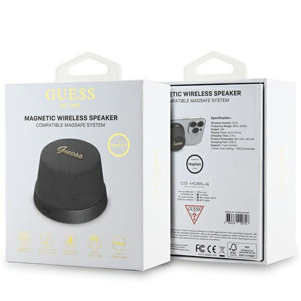 Guess Magnetic Script Metal Logo - Bluetooth garsiakalbis V5.3 juodas