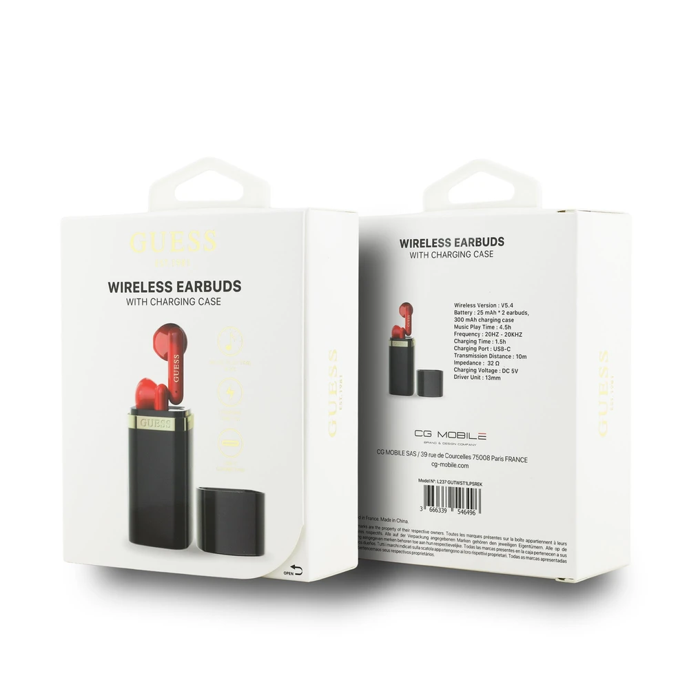 Guess Lipstick Shape TWS belaidės ausinės juodos spalvos