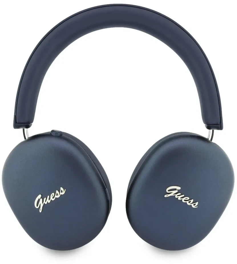 Guess Metallic Finish Auksinė Script Logo ENC belaidės ausinės mėlynos spalvos