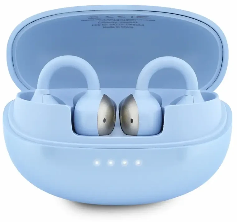 Ausinės Guess Metallic Finish Classic Logo OWS Belaidės Earphones Light Mėlyna