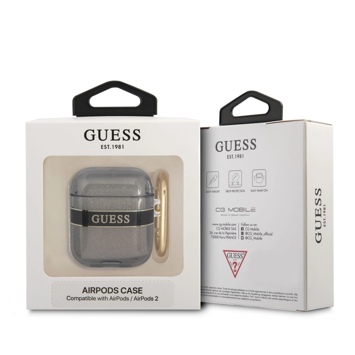 GUESS GUA2HTSK AIRPODS 1/2 COVER Juodas/Juodas STRAP COLLECTION