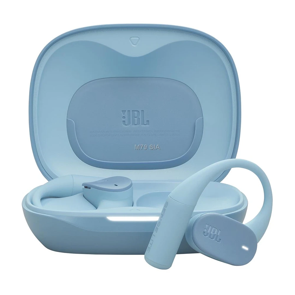JBL Sense Lite atidarytas mėlynas dėklas su ausine