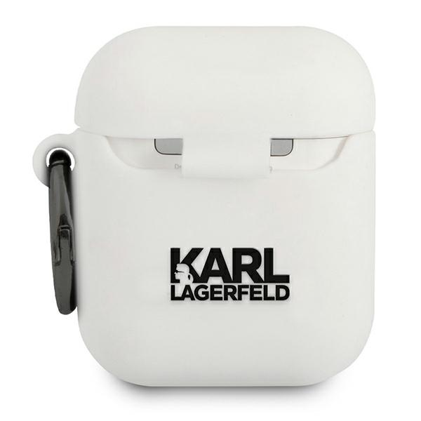 Ausinės KLACCSILKHWH Karl Lagerfeld Karl Head Silikoninis dėklas skirtas Airpods 1/2 Baltas