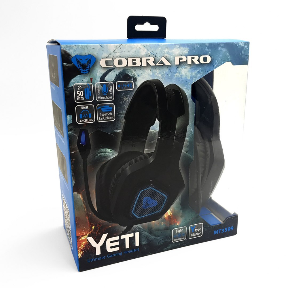 Žaidimų ausinės Media-Tech Cobra PRO Yeti MT3599 su LED pašvietimu, Juodos